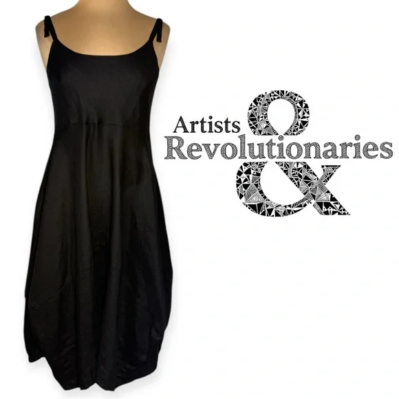 Artists and Revolutionaries black linen a-line
dress size M CBK - Picture 1 of 8